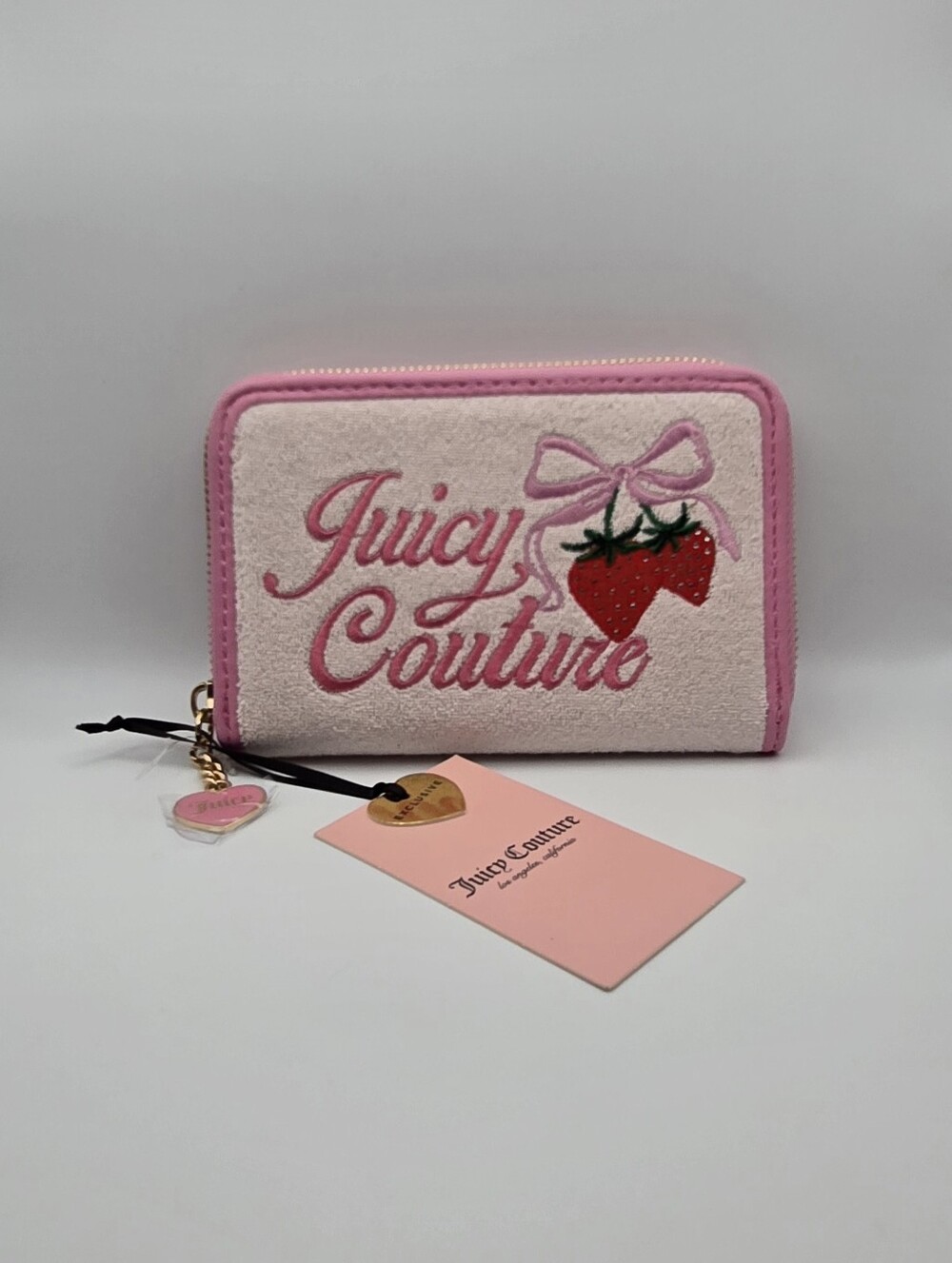 Juicy Couture NWT Pink Strawberry Logo Zip Wallet